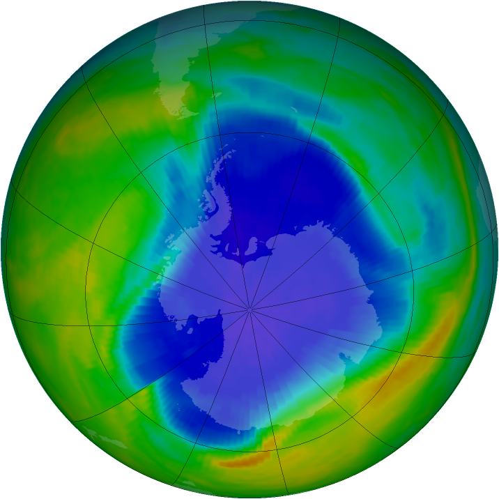 Antarctic ozone map for 03 October 1985